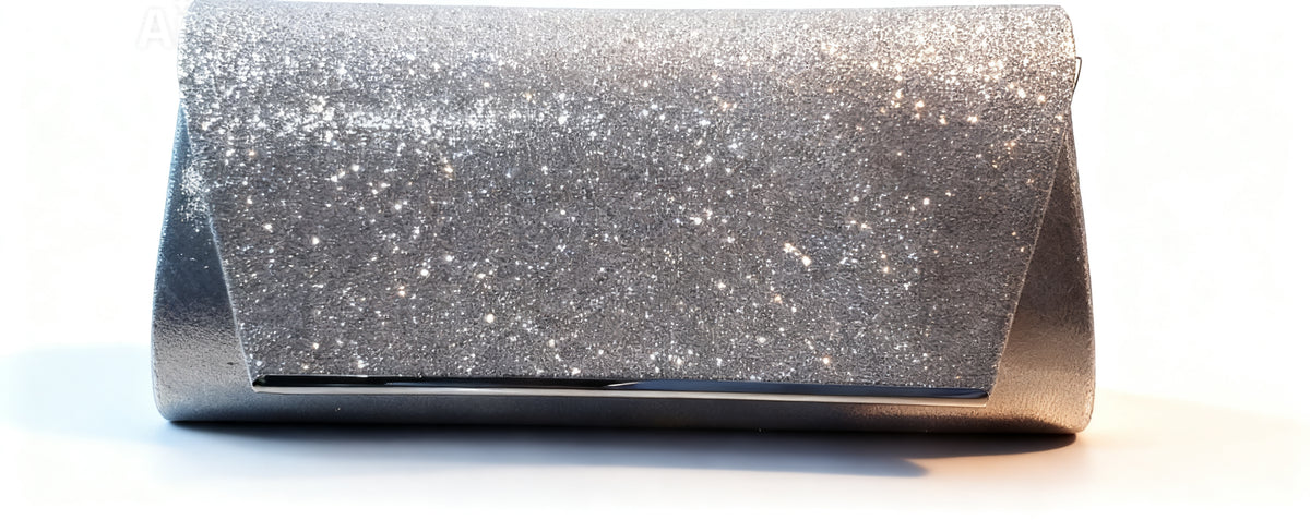 Silver Clutch with Glitter Flap