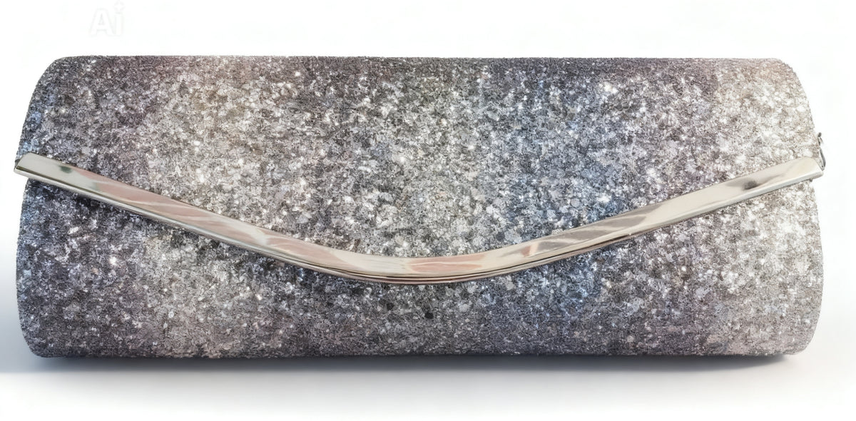 Silver Ombre Glitter Clutch